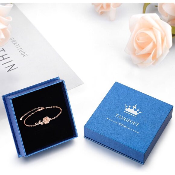 Rose Flower Bracelet for Women 925 Sterling Silver, Elegant & Durable Jewelry Gi - Picture 7 of 7